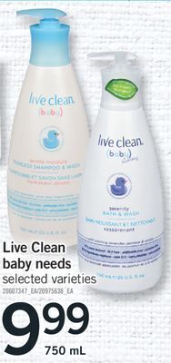 Fortinos Live clean baby needs, 750 ml offer