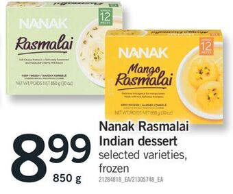 Fortinos Nanak rasmalai indian dessert 850 g offer