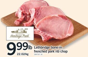 Fortinos Lethbridge bone-in frenched pork rib chop offer
