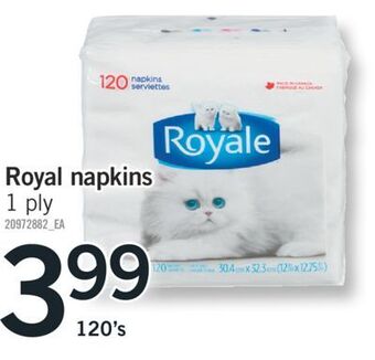 Fortinos Royal napkins 120's offer