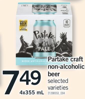 Fortinos Partake craft non-alcoholic beer, 4x355 ml offer