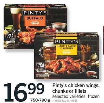 Fortinos Pinty's chicken wings, chunks or fillets, 750-790 g offer