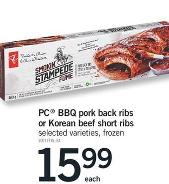 Fortinos Pc bbq pork back ribs or korean beef short ribs offer