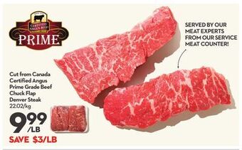Longo's Cut from canada certified angus prime grade beef chuck flap denver steak offer
