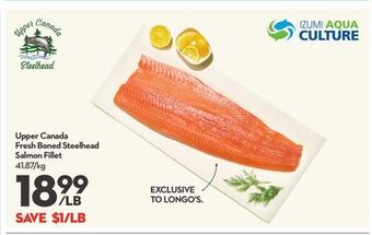 Longo's Upper canada fresh boned steelhead salmon fillet offer