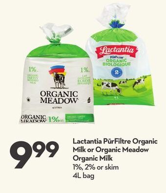 Longo's Lactantia pūrfiltre organic milk offer
