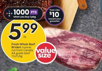 Sobeys Fresh whole beef brisket offer