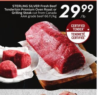 Sobeys Sterling silver fresh beef tenderloin premium oven roast or grilling steak offer