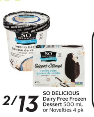 Sobeys So delicious dairy free frozen dessert offer