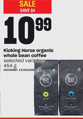 Independent Grocer Kicking horse organic whole bean coffee, 454 g offer