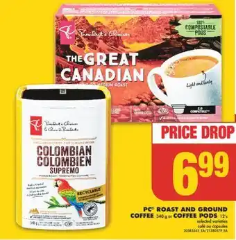 No Frills Pc® roast and ground coffee, 340 g or coffee pods, 12's offer
