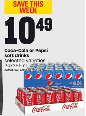 Independent Grocer Coca-cola or pepsi soft drinks, 24x355 ml offer
