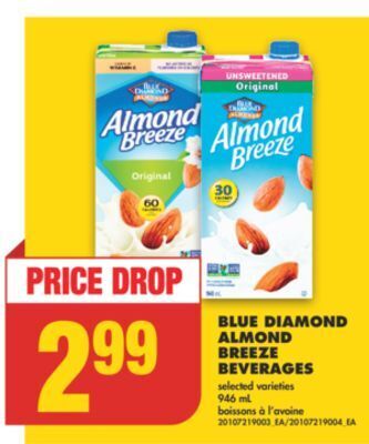 No Frills Blue diamond almond breeze beverages, 946 ml offer