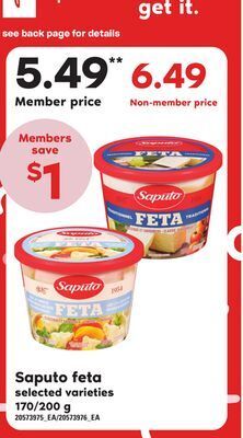 Independent Grocer Saputo feta, 170/200 g offer