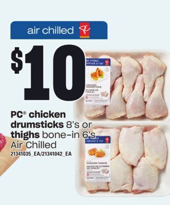 Independent Grocer Pc® chicken drumsticks 8's or thighs bone-in, 6's offer