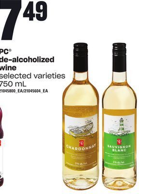 Loblaws Pc® de-alcoholized wine, 750 ml offer
