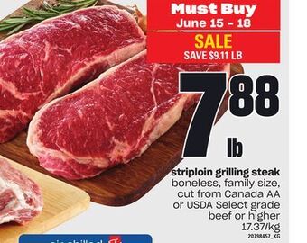 Loblaws Striploin grilling steak offer