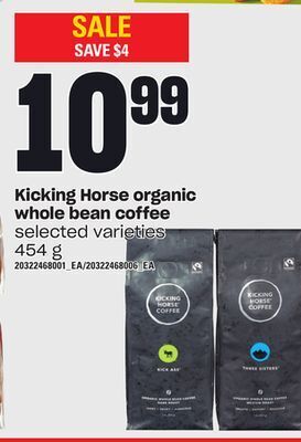 Loblaws Kicking horse organic whole bean coffee, 454 g offer
