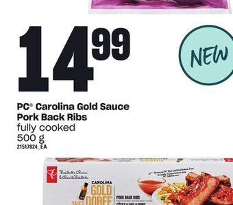 Loblaws Pc® carolina gold sauce pork back ribs, 500 g offer