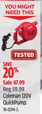 Canadian Tire Coleman 120v quickpump offer