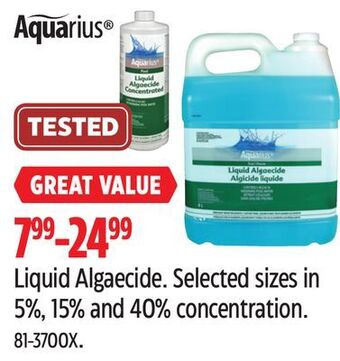 Canadian Tire Aquarius liquid algaecide offer