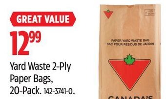 Canadian Tire Yard waste 2-ply paper bags, 20-pack offer