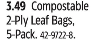 Canadian Tire Compostable 2-ply leaf bags, 5-pack offer