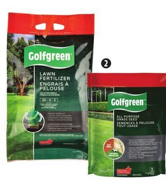Canadian Tire Golfgreen grass seed and lawn fertilizers offer