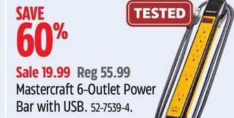 Canadian Tire Mastercraft 6-outlet power bar with usb offer