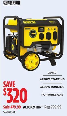 Canadian Tire Champion 3650/4550 watt portable generator, rv ready offer