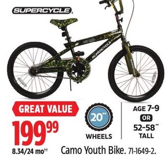 Canadian Tire Supercycle camo youth bike offer