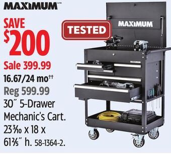 Canadian Tire Maximum 30 5-drawer mechanic's cart offer