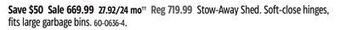 Canadian Tire Suncast stow-away shed offer
