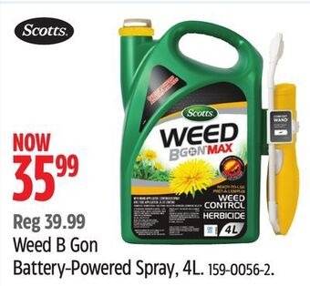 Canadian Tire Scotts weed b gon battery-powered spray, 4l offer
