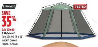 Canadian Tire Coleman 15 x 13' instant screen house offer