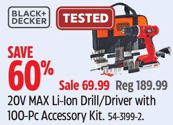 Canadian Tire Black & decker 20v max li-ion drill/driver with 100-pc accessory kit offer