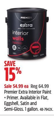 Canadian Tire Premier extra interior paint + primer offer