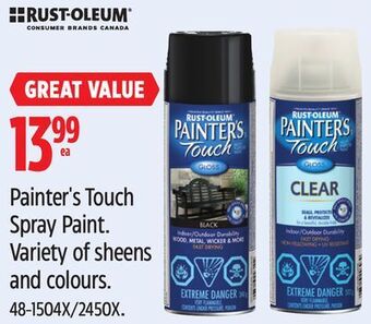 Canadian Tire Rust-oleum painter's touch spray paint offer