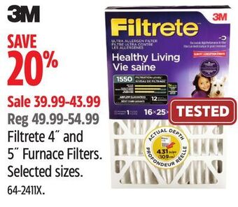 Canadian Tire 3m filtrete 4˝ and 5˝ furnace filters offer