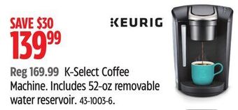 Canadian Tire Keurig k-select coffee machine offer