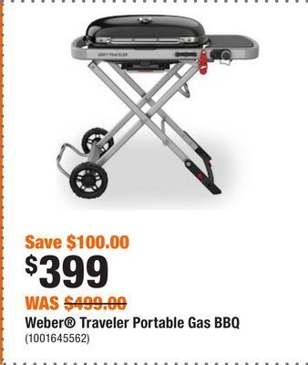 Home Depot Weber® traveler portable gas bbq offer