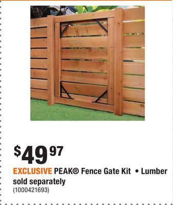 Home Depot Exclusive peak® fence gate kit • lumber sold separately offer