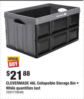 Clevermade 46l collapsible storage bin • while quantities last