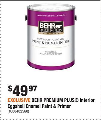 Home Depot Exclusive behr premium plus® interior eggshell enamel paint & primer offer
