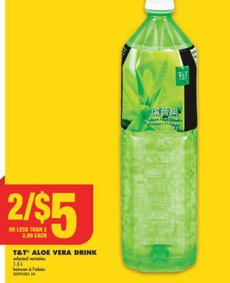 No Frills T&t aloe vera drink, 1.5 l offer
