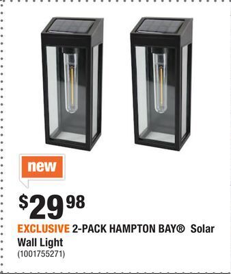 Home Depot Exclusive 2-pack hampton bay® solar wall light offer