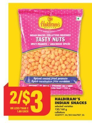 No Frills Haldiram's indian snacks, 150/160 g offer