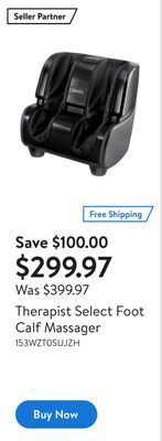 Walmart Therapist select foot calf massager offer
