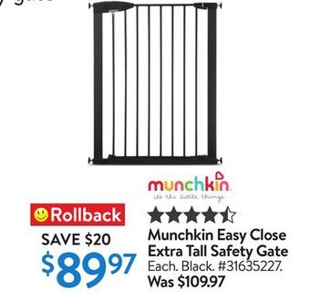 Walmart Munchkin easy close extra tall safety gate offer