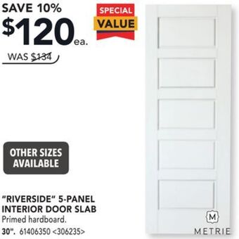 Lowe's Metrie riverside 5-panel interior door slab 30 offer